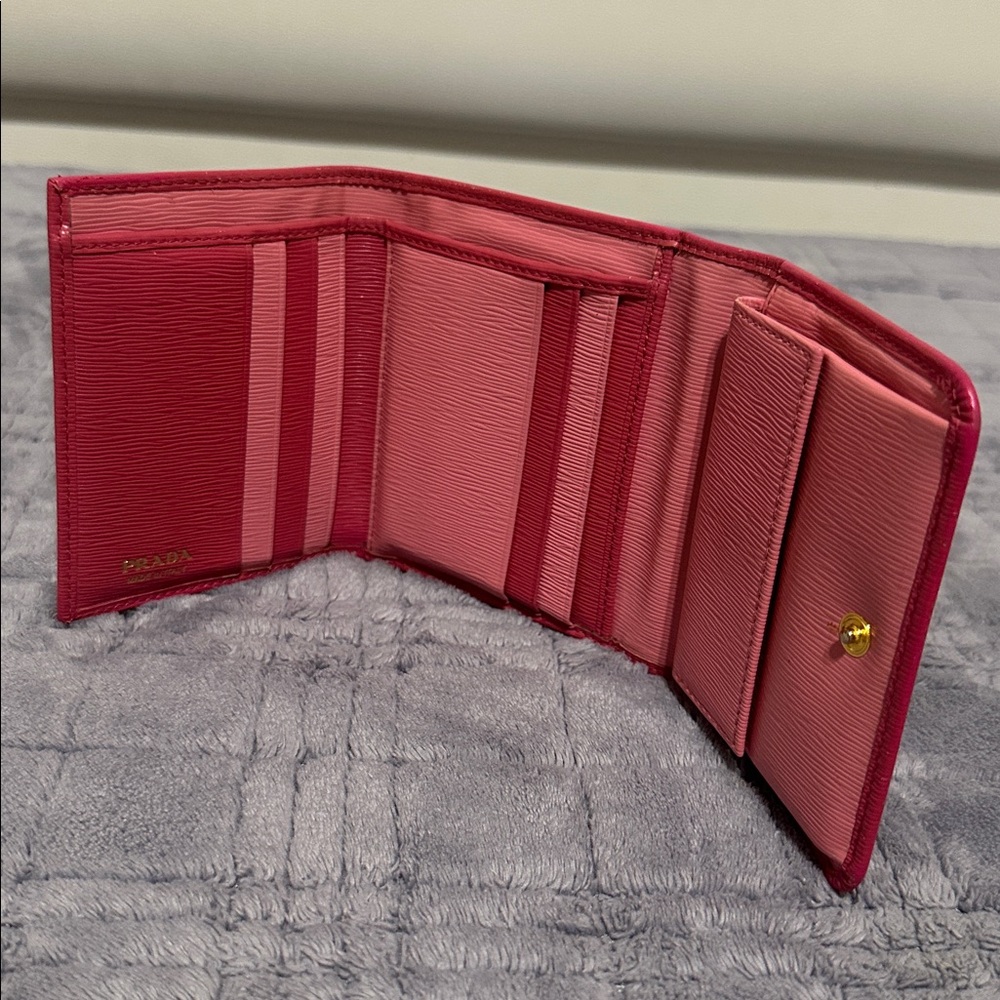 Prada Coral Pink Compact Trifold Wallet - Picture 6 of 14